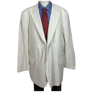 Kings Court Blazer Jacket Ivory 2 Button LINEN Vented Men's 52L Nice